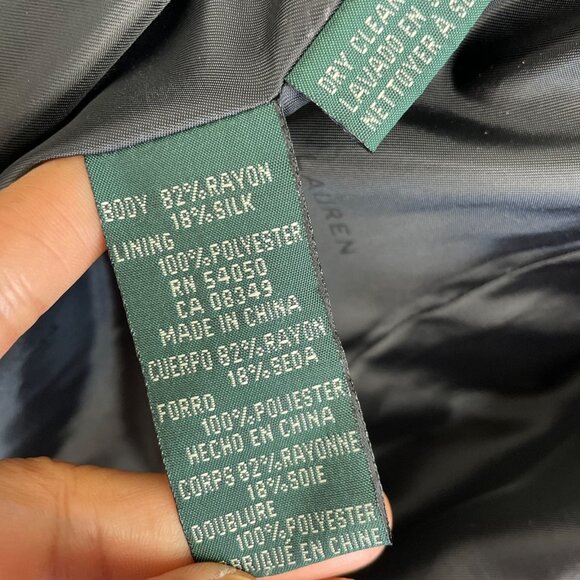 Lauren Ralph Lauren Silk Blend Women's M Black Quilted Velvet Full Zip Jacket - Picture 6 of 13